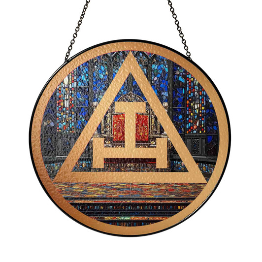 Royal Arch Symbol Freemason Throne Room Colorful Stained Glass Suncatcher