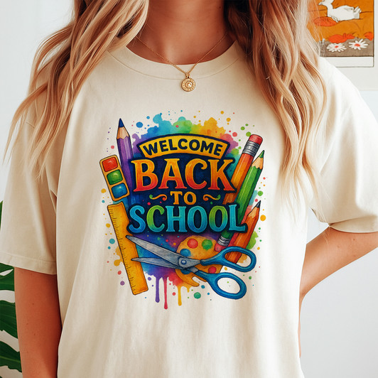 Welcome Back To School Trendy Watercolor Shirt Adult T Shirt S-5XL