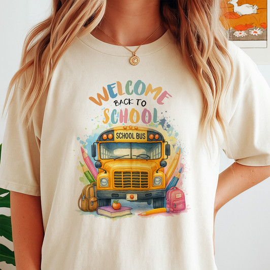 Welcome Back To School Colorful School Bus Teacher Student Shirt Adult T Shirt S-5XL