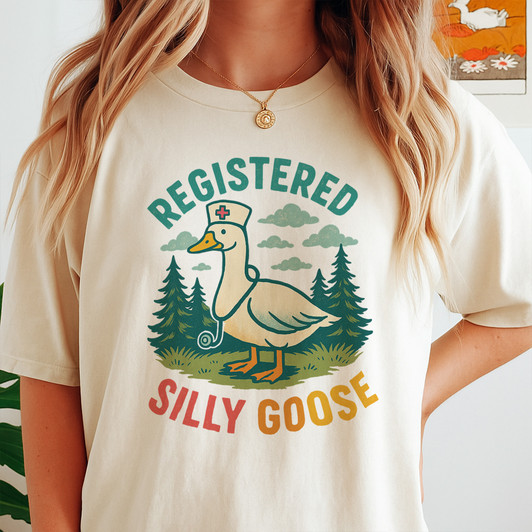 Funny Registered Silly Goose Nurse Shirt RN Gag Gift Adult T Shirt S-5XL