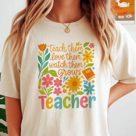 Retro Boho Floral Teacher Appreciation Shirt Adult T Shirt S-5XL