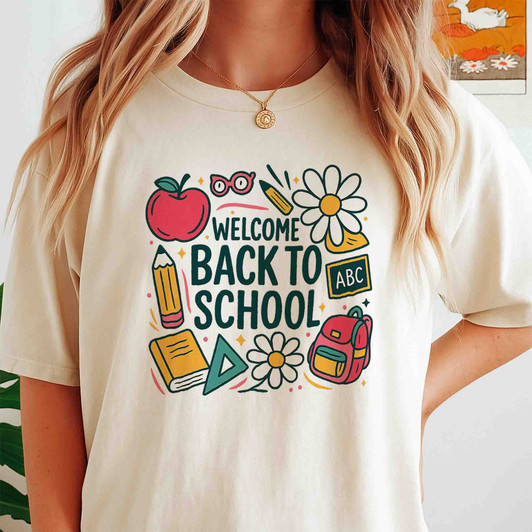 Watercolor Back To School Teacher Shirt Adult T Shirt S-5XL