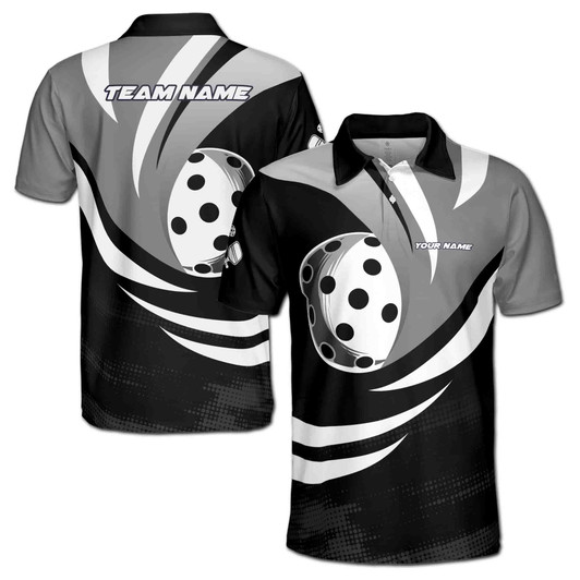 Custom Name Pickleball Paddle Twist Black White 3D Men's Polo Shirt S-5XL