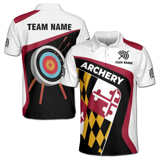 Custom Name Archery Bow Arrow Puzzle Piece White Black 3D Men's Polo Shirt S-5XL