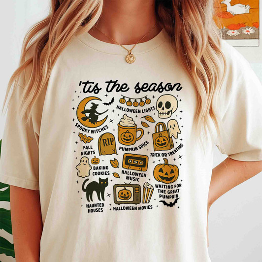 Vintage Halloween Pumpkin Witch Shirt Adult T Shirt S-5XL