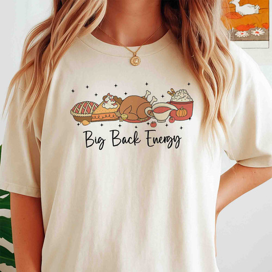 Big Back Energy Thanksgiving Retro Turkey Shirt Adult T Shirt S-5XL