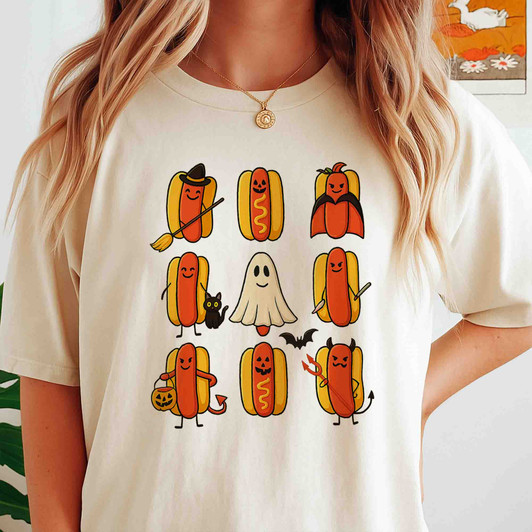 Cute Halloween Ghost Pumpkin Patchwork Shirt Adult T Shirt S-5XL