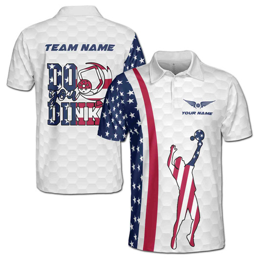 Custom Name Pickleball Do You Drink USA White Red Blue 3D Men's Polo Shirt S-5XL