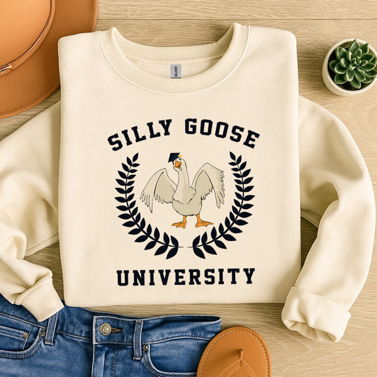 Funny Silly Goose University Sweatshirt College Gift Adult S-5XL