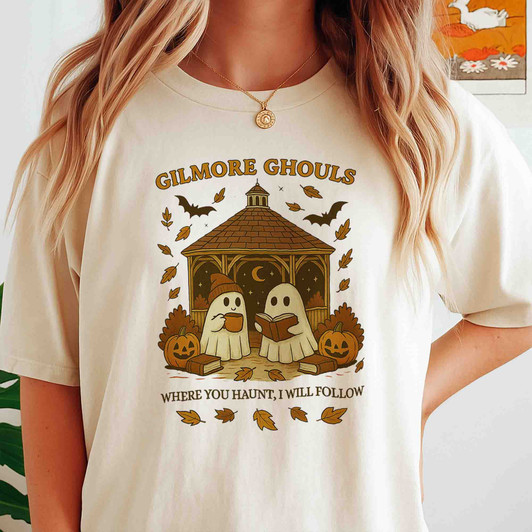 Gilmore Ghouls Halloween Shirt Cute Reading Ghosts Spooky Fall Pumpkin T-Shirt S-5XL