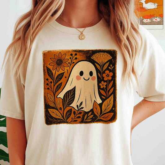 Spooky Chicken Halloween Shirt Cute Ghost Fall Farm T-Shirt S-5XL