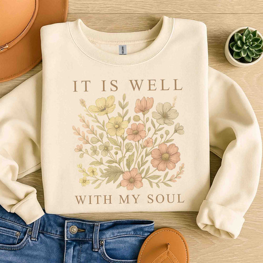 It Is Well With My Soul Vintage Floral Sweatshirt Adult S-5XL