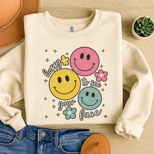Happy To See Your Face Teacher Sweatshirt Adult S-5XL