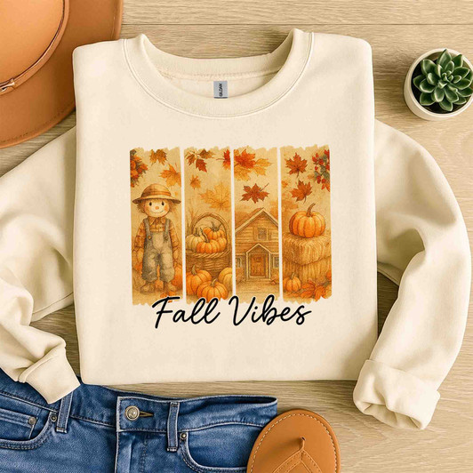 Cute Scarecrow Fall Vibes Sweatshirt Adult S-5XL