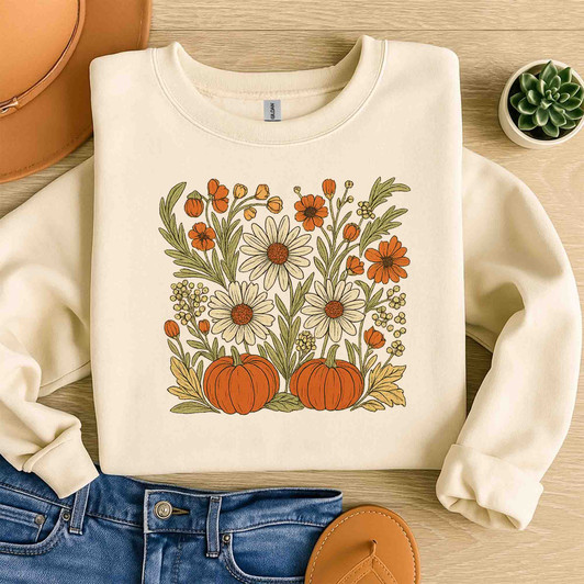 Boho Fall Floral Sweatshirt Adult S-5XL