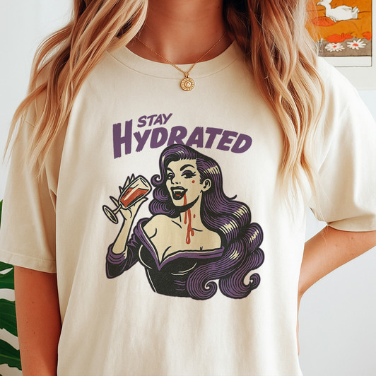 Stay Hydrated Vampire Shirt Funny Gothic T-Shirt S-5XL