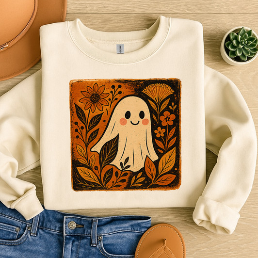 Spooky Chicken Halloween Shirt Cute Ghost Fall Farm Sweatshirt S-5XL