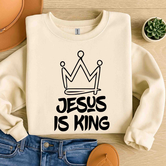 Jesus Is King Shirt Christian Bible Verse Faith Sweatshirt S-5XL