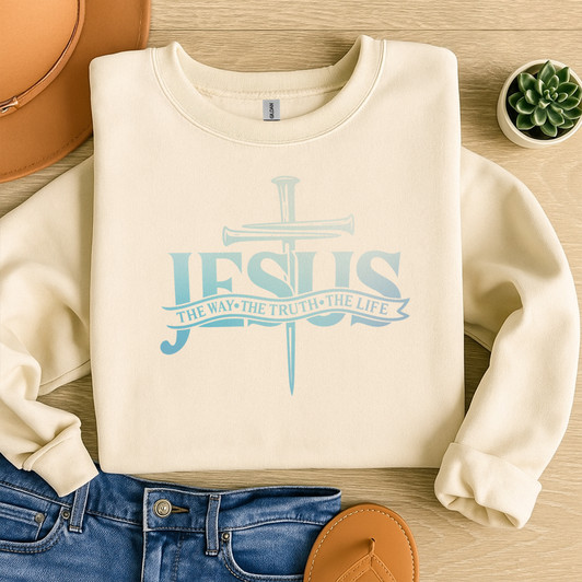 Jesus The Way The Truth The Life Shirt Christian Bible Verse Sweatshirt S-5XL