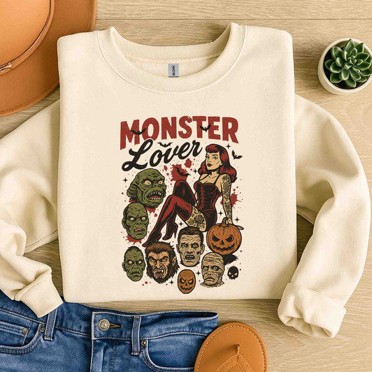 Monster Lover Halloween Shirt Vintage Horror Sweatshirt S-5XL
