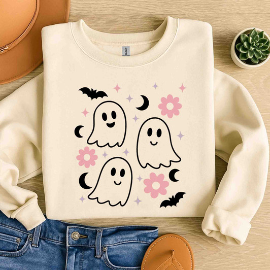 Cute Kawaii Ghost Halloween Shirt Adult Sweatshirt S-5XL