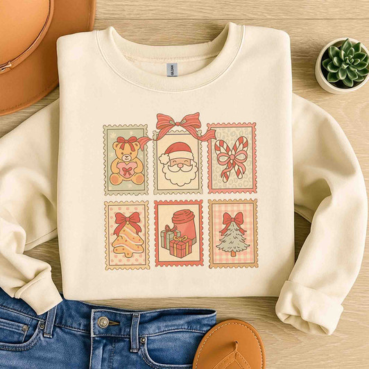 Christmas Stamp Vintage Postmark Holiday Sweatshirt S-5XL