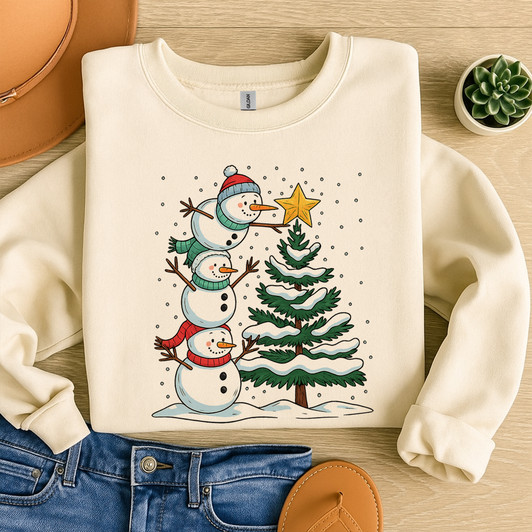 Retro Christmas Snowman Cute Holiday Crewneck Sweatshirt S-5XL