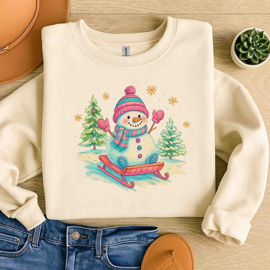 Christmas Snowman Holiday Gift Crewneck Sweatshirt S-5XL
