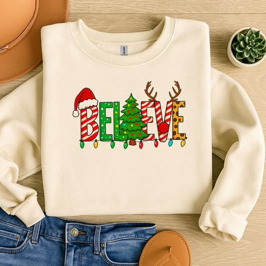 Believe in Christmas Family Holiday Sweatshirt S-5XL