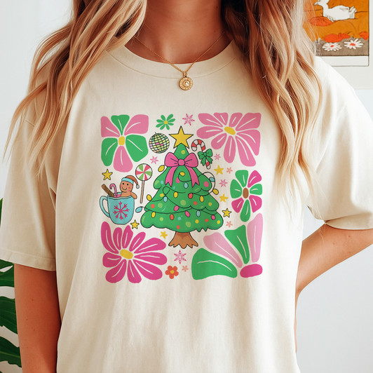 Cute Merry Christmas Family Tree Holiday Shirt T-shirt S-5XL