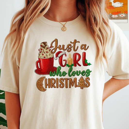 Just A Girl Who Loves Christmas Holiday Shirt T-shirt S-5XL