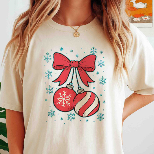 Retro Coquette Christmas Cherries Festive Holiday T-shirt S-5XL