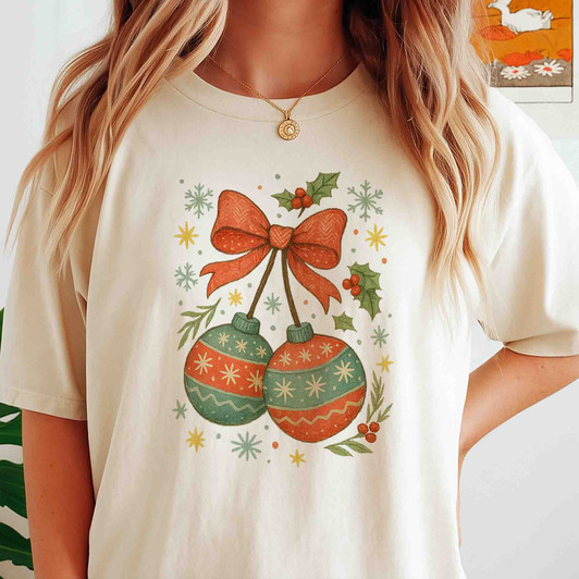 Coquette Christmas Cherries Girly Holiday Crewneck Shirt T-shirt S-5XL