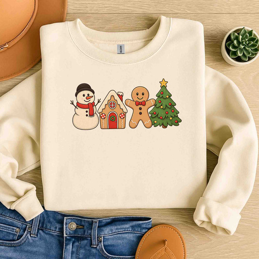 Festive Gingerbread Cookies Christmas Holiday Sweatshirt S-5XL