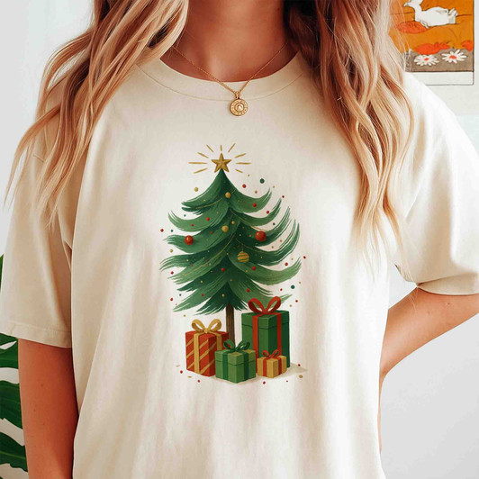 Colorful Coquette Glitter Tree Girly Bow Brushstroke T-shirt S-5XL