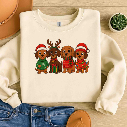 Christmas Dachshund Funny Holiday Dog Sweatshirt S-5XL