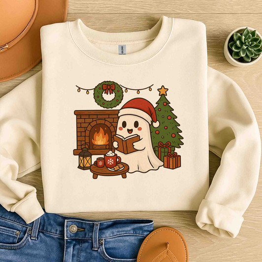 Holiday Ghost Spooky Season Book Lover Sweatshirt S-5XL