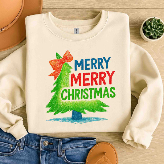 Hand Drawn Coquette Christmas Tree Festive Sweatshirt S-5XL
