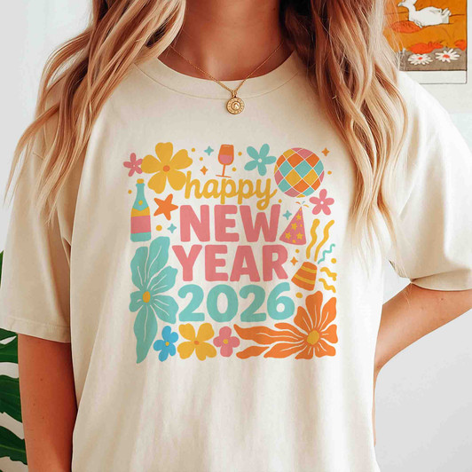 Happy New Year 2026 Retro Festive Holiday Outfit T-shirt S-5XL