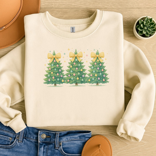 Coquette Christmas Tree Bow Aesthetic Holiday Sublimation Sweatshirt S-5XL