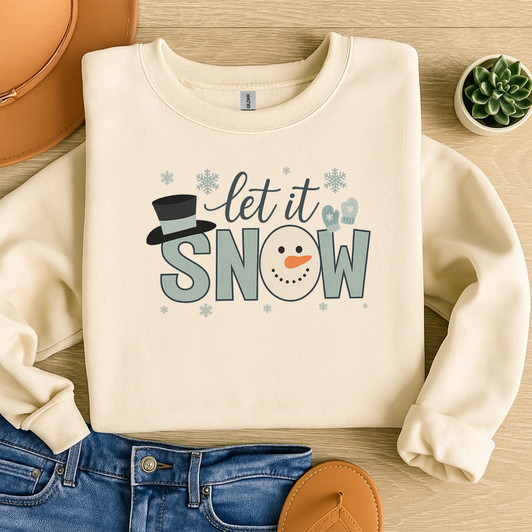 Let It Snow Winter Christmas Snowman Sublimation Sweatshirt S-5XL