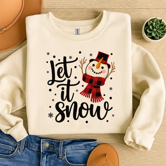 Snowman Let It Snow Christmas Cricut Holiday Sweatshirt S-5XL