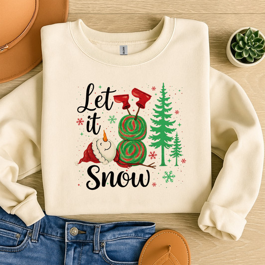 Snowman Christmas Preppy Holiday Stars Let It Snow Sweatshirt S-5XL