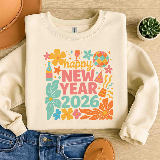 Happy New Year 2026 Retro Festive Holiday Outfit Sweatshirt S-5XL