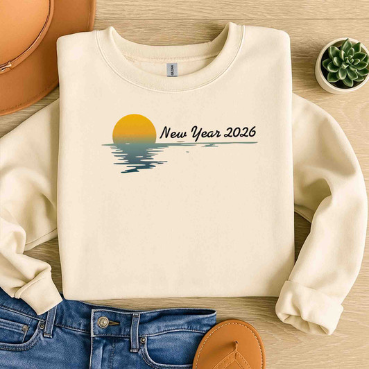 New Year 2026 Sunrise Beach Sunset NYE Aesthetic Holiday Sweatshirt S-5XL