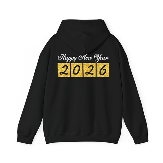 Happy New Year 2026 Gold Glitter Party Festive NYE Hoodie S-5XL