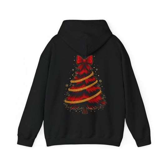 Pink Brushstroke Christmas Tree Merry Bright Cozy Xmas Hoodie S-5XL