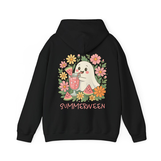 Summerween Ghost Floral Art Kawaii Watermelon Halloween Hoodie S-5XL