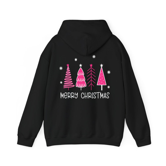 Pink Minimalist Christmas Tree Cozy Holiday Hoodie S-5XL
