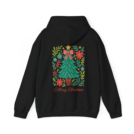 Watercolor Coquette Christmas Tree Floral Holiday Hoodie S-5XL